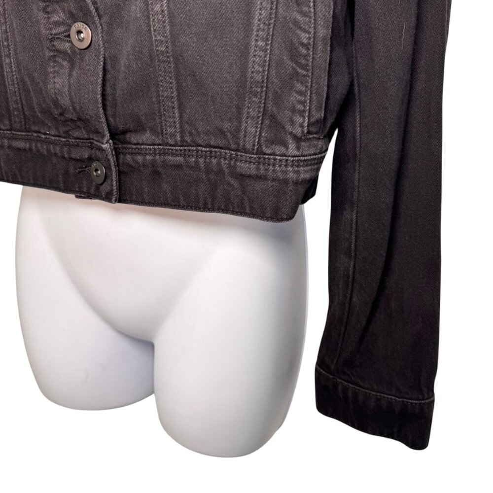 Paige Women's Black Denim Jean Cropped Jacket Coat Goth Punk Emo Metal Grunnge S - Picture 7 of 14